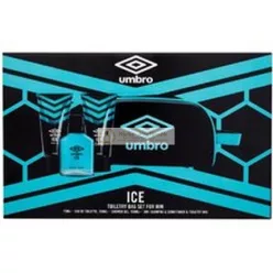  Umbro Ice Darčeková Sada - Eau De Toilette 75 Ml, Sprchový Gél 150 Ml, 2 v 1 Šampón a Kondicionér 150 Ml, Kozmetická Taška