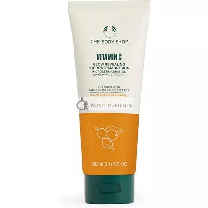 The Body Shop Vitamín C Mikrodermabrázia Zosvetľujúca 100ml s Camu Camu, týždenné domáce spa exfoliácia pre jasnejšiu a čistejšiu pleť