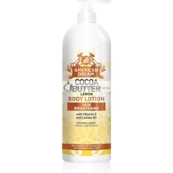   Americký sen Zosilňovač žiarenia Telový krém s kakaovým maslom a citrónovým olejom a vitamínom E pre matnú a suchú pokožku, 750ml