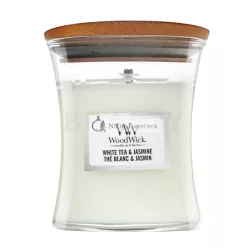 Woodwick White Tea & Jasmine vonná sviečka 85 g
