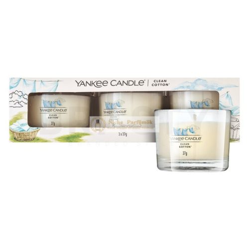 Yankee Candle Clean Cotton votívna sviečka 3 x 37 g