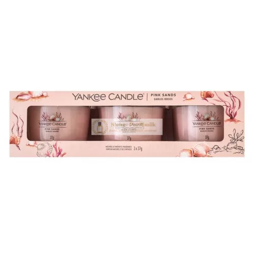 Yankee Candle Pink Sands votívna sviečka 3 x 37 g