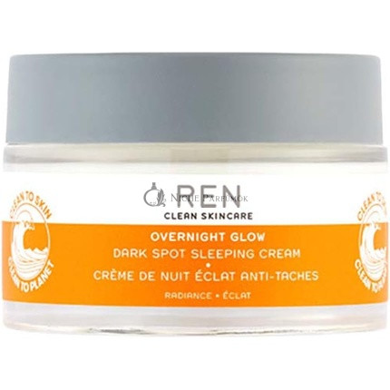 REN Clean Skincare Nočná Žiara Krém na Tmavé Škvrny Znižuje Hyperpigmentáciu Hydratačný Rozjasňujúci Pleťový Krém S Algeovým Komplexom a Glygénom 50ml