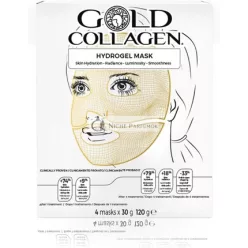   GOLD COLLAGEN Hydrogel Mask Set Pleťové Masky na Dehydratovanú a Unavenú Pokožku s Hyalurónovou Kyselinou proti Ránkam a Jemným Liniám, Chladiaci Efekt, Vyrobené v Južnej Kórei
