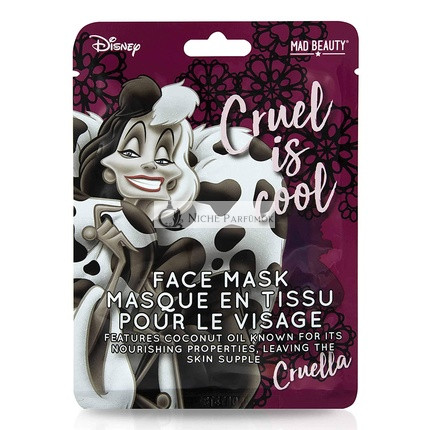Mad Beauty Disney Cruella Maska na Tvár z 101 Dalmatíncov, Hydratačná a Osviežujúca Maska na Tvár pre Krásnu Pokožku