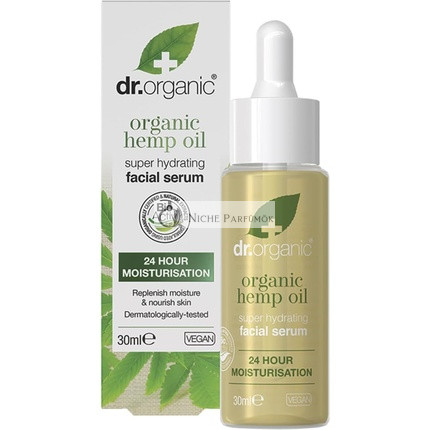 Dr Organic Konopný Olej Pleťové Sérum Hydratačné na Kombinovanú Pokožku pre Mužov a Ženy Prírodné Vegán Bez Krvavých Zvierat Parabén SLS-Free Organické, 30ml