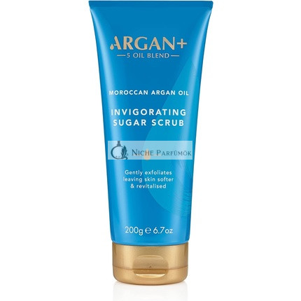 Argan+ Oživujúci Telový Peeling Marocký Argánový Olej Vegánsky Cukrový Peeling 200g