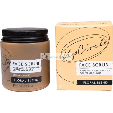 UpCircle Kávový Peeling na Tvár, Kvetinová Zmes pre Citlivú Pokožku, Chamomila, Shea Maslo, Kokos + Rakytníkový Olej, 100ml