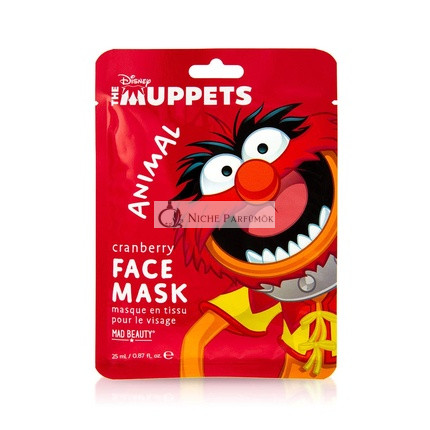MAD Beauty Disney Muppet Animal Maska na tvár, zvlhčujúca a osviežujúca pleťová maska s extraktom z brusníc, 30g