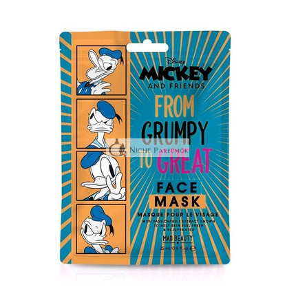 MAD Beauty Disney Maska na tvár Donald Duck z Mickey Mouse Friends, Hydratačná a Omladzujúca Pleťová Maska