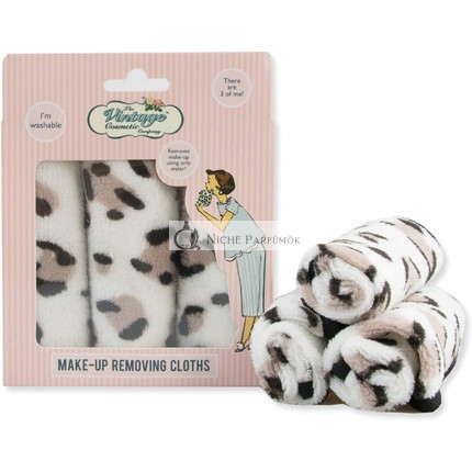 Vintage kozmetická spoločnosť Dvojstranné utierky na odstraňovanie make-upu, utierky na tvár, jemná exfoliácia pleti, prateľný dizajn s leopardím vzorom, balenie 3 ks