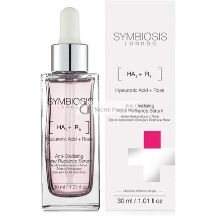 Symbiosis London Ružové a Kyselina Hyalurónová Antioxidantné Rádiantné Sérum 30ml
