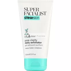   Super Facialist Pore Clarity Denný Exfoliátor na Akné Odstraňovač Čiernych Pórov s 1% Niacínamidom a Čajovníkovým Olejom Prebiotiká Vegánsky Príjemný 150ml
