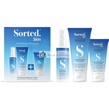 S Sorted Sorted Skin Intenzív záchranný trojbalenie pre suchú, dehydratovanú a citlivú pleť, 100 ml sprej, 50 ml pleťový krém a 100 ml zvlhčovač