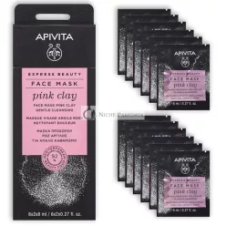   APIVITA Express Beauty Maska na tvár s Rúžovým ílom, 12 balení, 7.9 ml