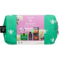   Apivita Promo Včelí Rozjasňujúci Krém na Znamienka Starnutia - Hydratačná Textúra s Bezplatnou Čistiacou Penou na Tvár a Oči, Bezplatná Pomerančová Maska na Tvár - 1 Sada