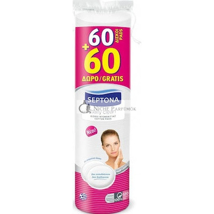 Septona Lady Care Odstránenie make-upu Vatové tampóny - 2 balenia po 60 vatových tampónov