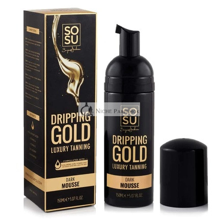 SOSU Dripping Gold Luxusná samoopaľovacia pena, tmavá, s kyselinou hyalurónovou a vitamínmi A a E