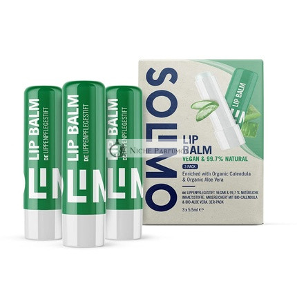 Amazon Brand Solimo Balzam na pery Aloe Vera - balenie 3 kusy