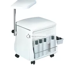   Sibel Esther Mobilný Manikúrový Stôl a Stolička s Podložkou na Ruky a Policou