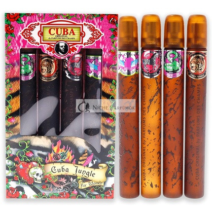 Cuba Original od Parfums Des Champs Jungle Collection 4-dielna parfumová súprava - Obsahuje: Snake, Tiger, Zebra Heartbreaker - 33,1 g parfumu (EDP)