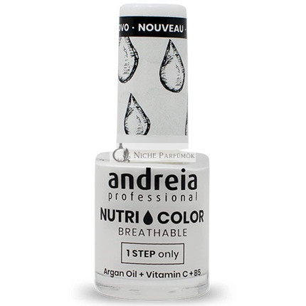 Andreia Professional NutriColor Dýchateľný Lak na Nechty Vegan a Bez Krvavých Pokusov s Dlhodobým Lesklým Povrchom NC1 Biela 10.5ml