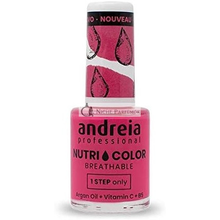 Andreia Profesionálny NutriColor Dýchajúci Lak na Nechty Vegan a Bez Krvavých Testov DIY Nechtový Art s Dlhým Lesklým Povrchom Farba NC14 Rúžová 10,5ml