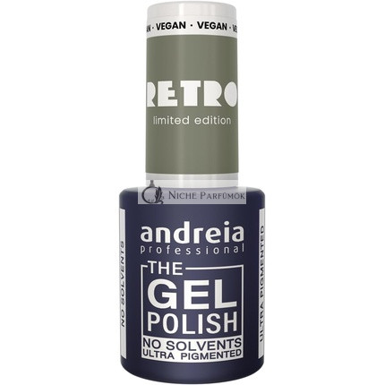 Andreia Professional Gél Lak Bez Rozpúšťadiel Gél Retro Limitovaná Kolekcia Farba RT5 Subtíl Svetlozelená Šedá