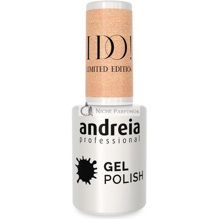 Andreia Profesionálny Polotrvácny Gél Lak na Nechty I DO Limitovaná Kolekcia Farba ID3 Champagne Nude s Zlatými Trblietkami, 10,5ml