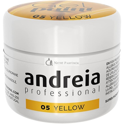 Andreia Profesionálny Gélový Farba na Nechty - Vysoko Pigmentovaný, Intenzívna Farba, Bez Prúdenia, Vysoká Viskozita, UV Gél na DIY Manikúru, Vegán, 4g, 05 Žltá