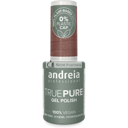Andreia Professional Hema bez Gélový lak True Pure 21 bez a 100% vegán pre citlivé nechty Farba T32 Hnedá so zlatým trblietaním 10,5ml