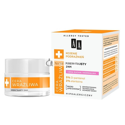 AA Cera Sensitive Hydratačný Krém pre Suchú a Normálnu Pokožku 24h Bez Pachu, 50ml