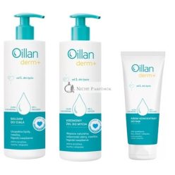   Oillan Derm Telo Starostlivosti Sada - Telový balzam, Čistiaci gél, Krém na ruky