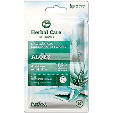 Aloe Hydratačná Maska na Tvár pre Každý Typ Pleti Farmona Herbal Care my Nature, 2 x 5 ml