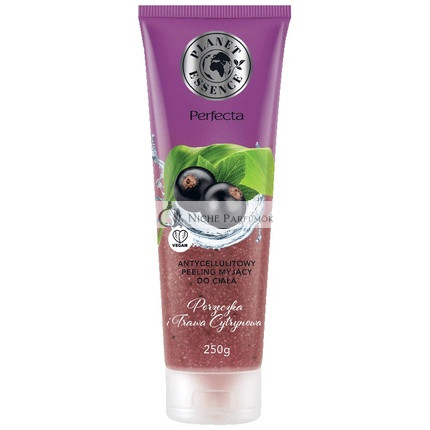 Planet Essence Anti-Celulit Čistiaci Peeling Na Telo Čierna Ríbezľa a Citrónová Tráva, 250ml