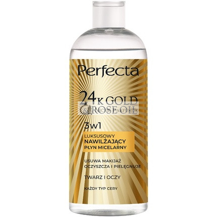 Perfecta 24k Zlatý Ružový Olej Micelárna Kvapalina 400ml, Čistenie a Hydratácia