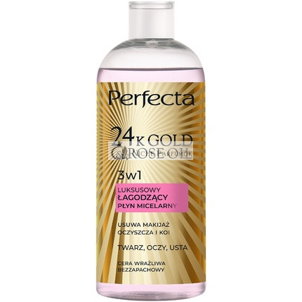 Perfecta 24k Zlatý Rúžový Olej Micelárna Tekutina pre Citlivú Pokožku, 400 ml