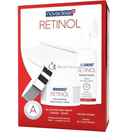 Novaclear Retinol Anti-Wrinkle Set: Nočný Krém-Maska 50 Ml a Čistiaca Pena na Tvár 100 Ml