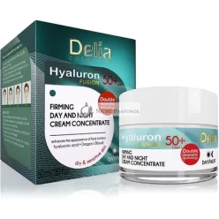   Delia Hyaluron Fusion Denný a Nočný Krém na Tvár Proti Vráskam Proti Starnutiu Liftingový Koncentrát s Extraktom z Verbény, 50ml