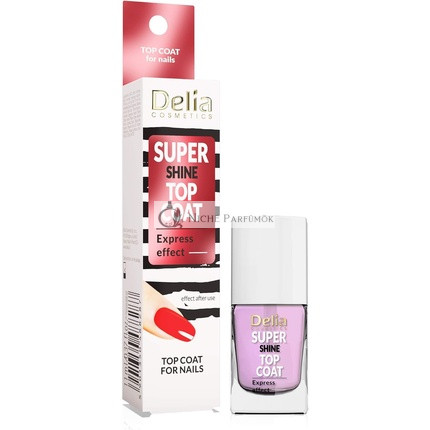 Delia Cosmetics Super Shine Top Coat Posilňujúci a Chrániaci Nechtovú Dosku s Acai Bobuľovým Olejom Rýchloschnúci 11ml