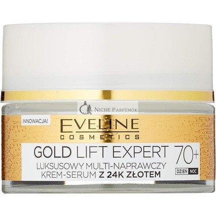 Eveline Cosmetics Gold Lift Expert Silný Krém proti Vráskam a Spevňujúci Krém na Deň a Noc 70+, so 24K Zlatom, 50ml