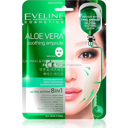 Eveline Aloe Vera 8 v 1 upokojujúca a osviežujúca pleťová maska pre všetky typy pleti