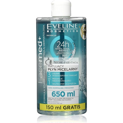 Eveline Cosmetics Facemed Matifikuje 3-v-1 Micelárna Tekutina 650ml