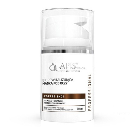 Apis Kávový Shot Biorevitalizačná Očná Maska s Kávovou Kyselinou a Kávovým Olejom, 50ml