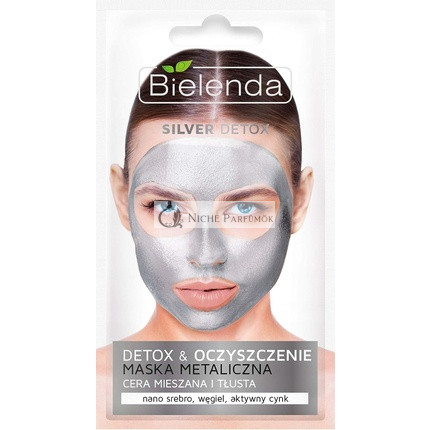 Bielenda Strieborná Detoxikačná Maska na Tvár s Aktívnym Uhlím a Striebrom pre Mastnú a Nečistú Pokožku 8g
