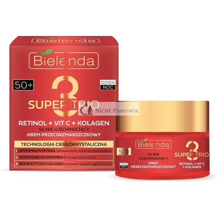 Bielenda Super Trio Retinol Vitamín C Kolagén Firming Anti-Wrinkle Krém, 50ml
