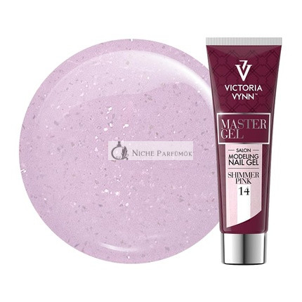 Victoria Vynn Master Gel UV LED Akrylový trblietavý gél na modelovanie nechtov 14 Shimmering Pink 60g