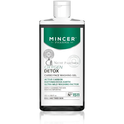 Mincer Pharma Oxygen Detox Carbo Čistiaci Gél na Tvár s Aktivovaným Uhlím a Diatomitom, 250ml