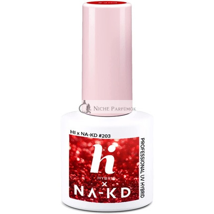 Hi Hybrid 203 Červené Elementy Glitter UV Gél Lak na Nechty 5ml