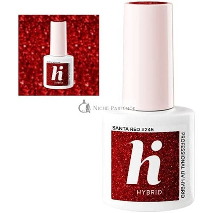Hi Hybrid 246 Tmavý trblietavý Santa červený UV gél lak na nechty 5ml